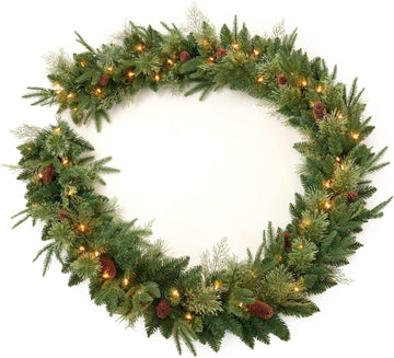 9Ft Pre-lit Christmas Garland with 50 LED Lights Battery Operated,Holiday Decoration Stairs Wall Mantle Door Indoor