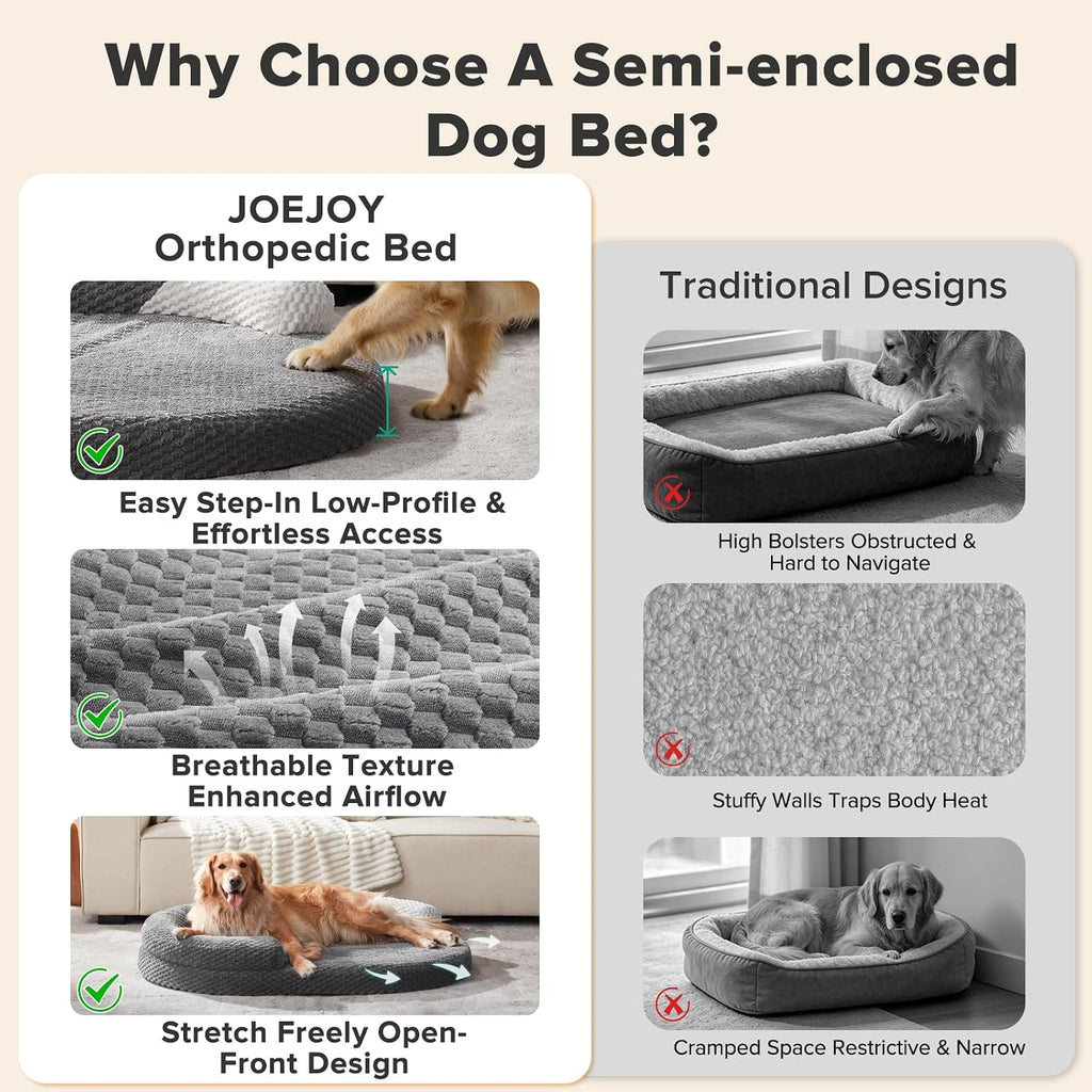 XL Orthopedic Dog Beds Large Sized Dog, Extra Large Washable Waterproof Oval Large Dog Bed with Removable Cover