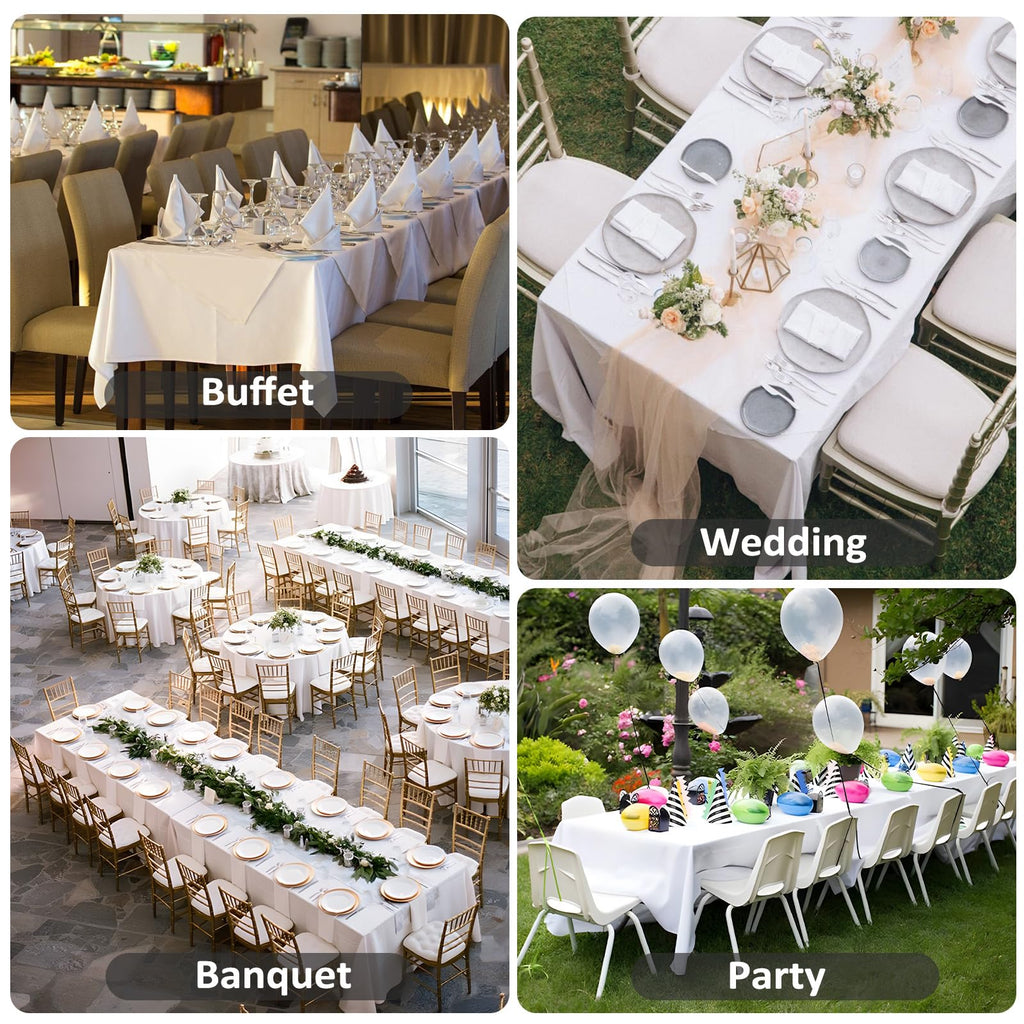 8 Pack White Rectangular Table Cloth 60 x 126 Inch for 8 Foot Table