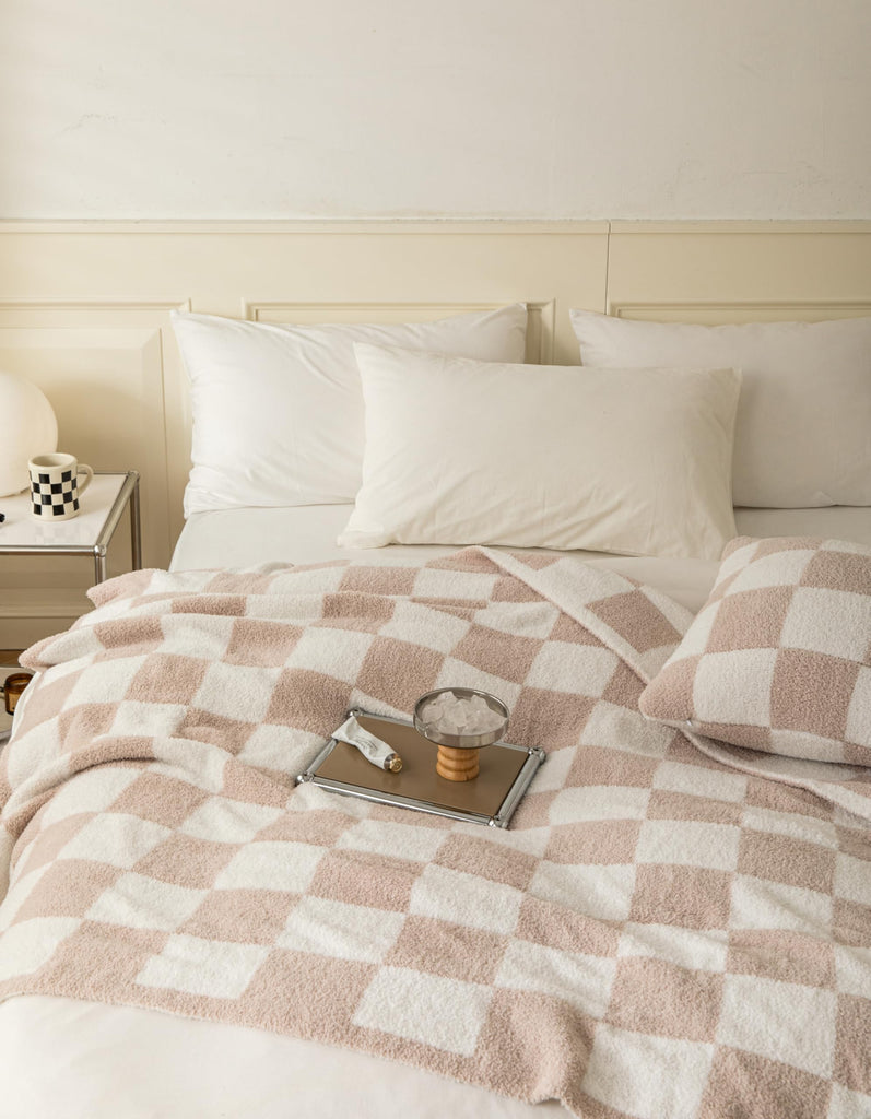 Ultra Soft Cozy Buffalo Checkerboard Grid Fluffy Microfiber Knitted Throw Blanket Lightweight Fleece Checkered