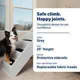CozyUp Folding Dog Stairs, Portable Indoor/Outdoor Pet Steps for Bed & Couch, Grey, 25 Inch