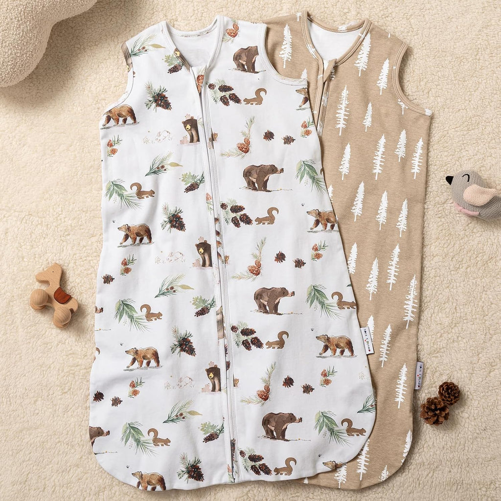 100% Organic Cotton Baby Sleep Sack 6-12 Months, Soft Baby Wearable Blankets with Way Zipper, 2 Pack Comfy Sleeping
