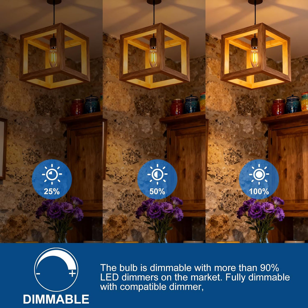 E12 Dimmable Amber LED Light Bulbs, 40 Watt Equivalent, C35 Candelabra Base, 2200K Warm Light, 30000LM, 2 Pack