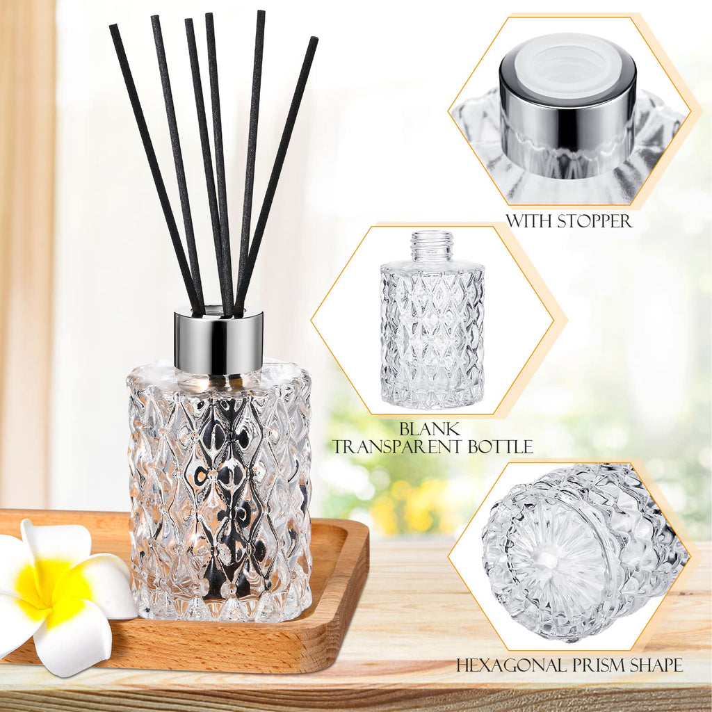 16 Pack Empty Reed Diffuser Bottles with Caps Rattan Sticks, Silver