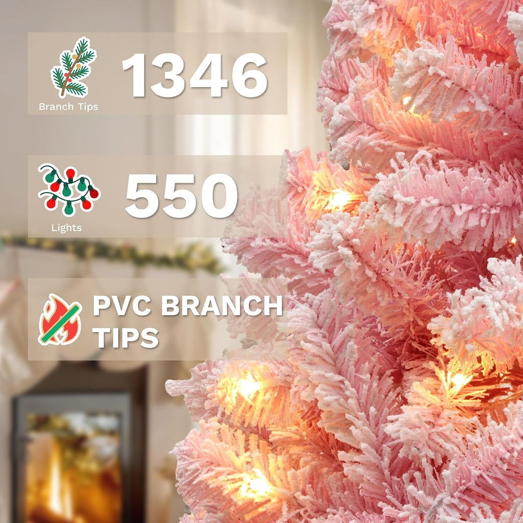 Pre-lit Pink Christmas Tree with Warm-White Lights