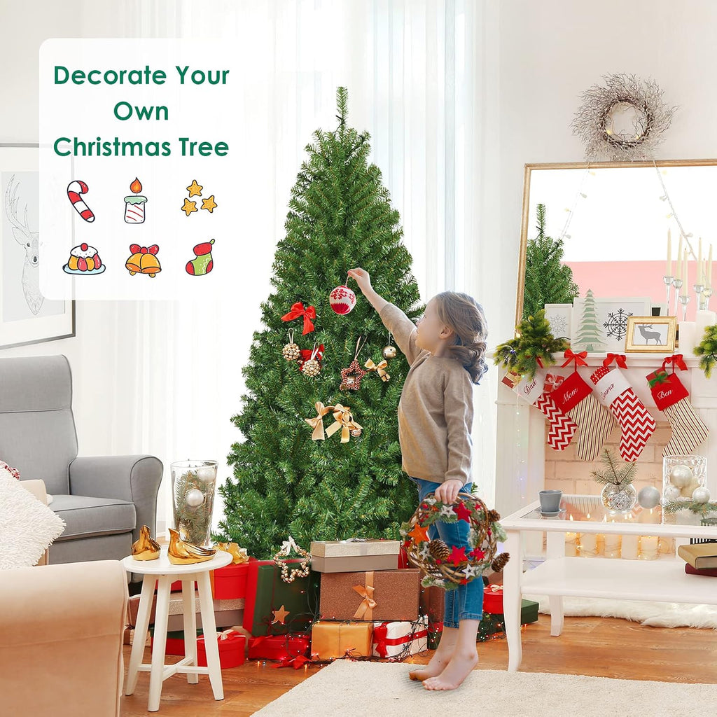 7 FT Pre-lit Christmas Tree, Artificial Holiday Xmas Tree | 500 Warm White & Multicolored Lights, 11 Modes, 1570