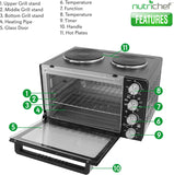 Kitchen Convection Electric Countertop Rotisserie Toaster Oven Cooker with Food Warming Hot Plates, 30+ Quart