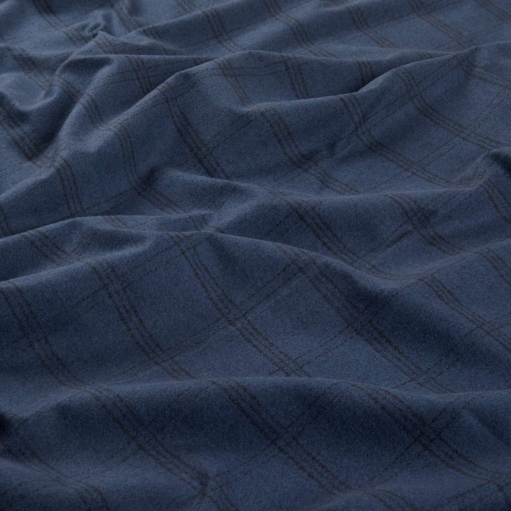 Woolies Flannel Tartan Grid Navy, Fabric by the Yard