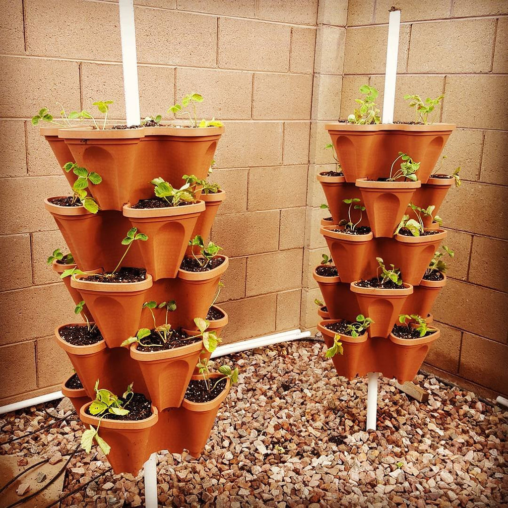 10 Large 18x18x6 inch Vertical Gardening Stackable Planters - Terracotta Color