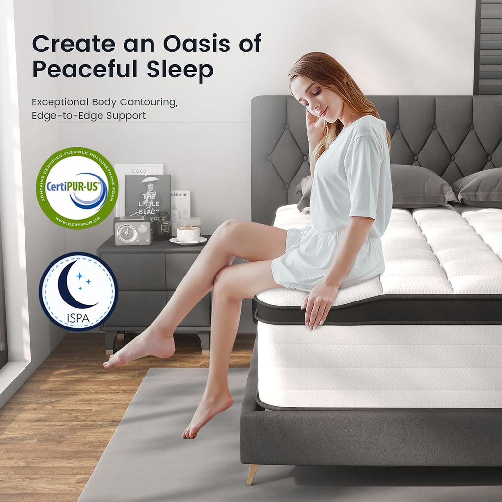 14 Inch King Size Mattress, Medium Firm Hybrid Pocket Spring Bed | Advanced motion isolation and zero noise transfer