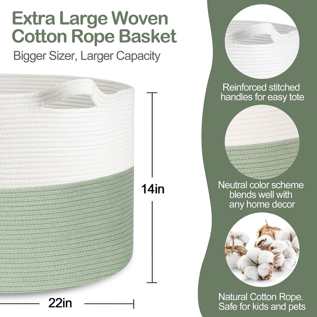 Extra Large Blanket Basket, 22" X 22" X 14" Kids Dog Toy Storage Bin Box, Nursery Baby Toddler Toy Organizer, Soft