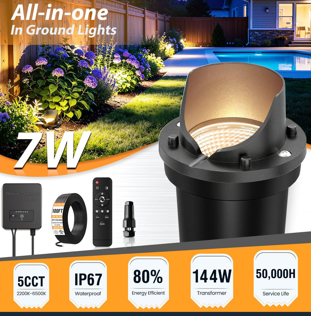 Low Voltage Landscape Lighting Kit, 2200K-6500K Well Lights 12Pack