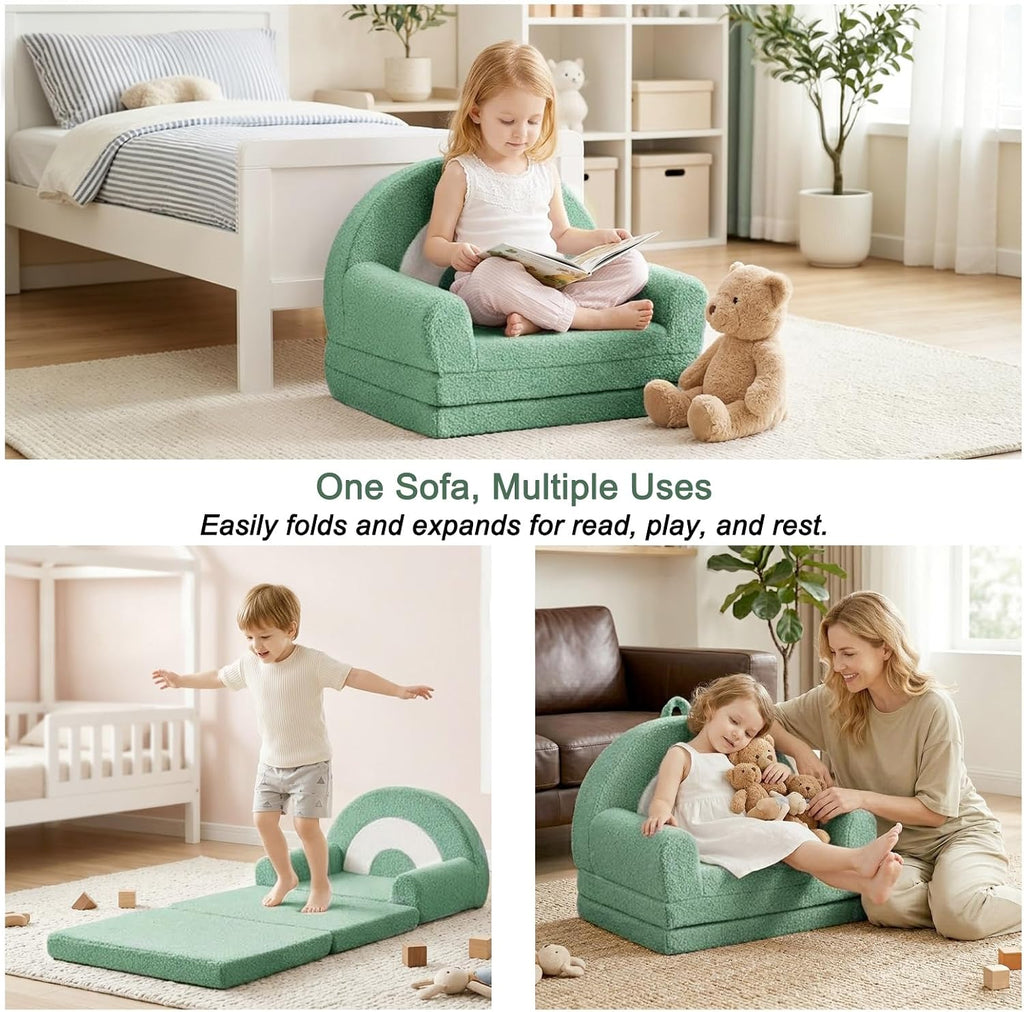 Kids Couch for Toddlers, in-1 Fold Out Toddler Sofa and Lounger, Supportive Foam Chair with Removable Washable