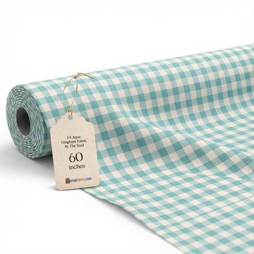 1/4 Inch Aqua Green Gingham Fabric by The Yard - 60" Wide Polyester Cotton Blend, Lightweight Checked Gingham