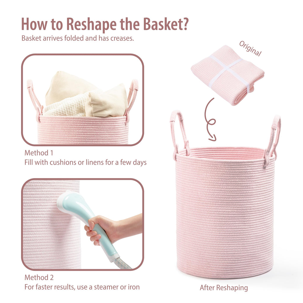 Laundry Hamper Basket, Woven Cotton Rope Blanket Basket, Nursery Storage