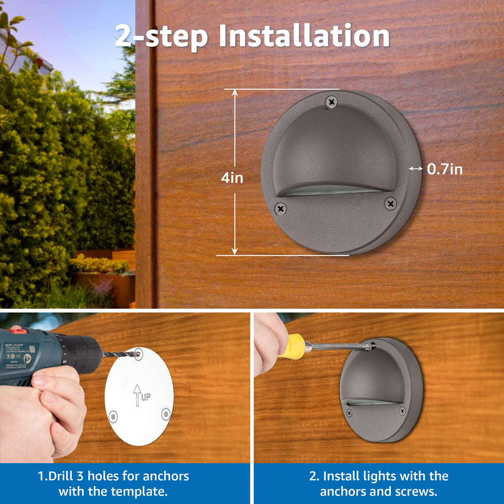 5W 4" Low Voltage Deck Lights LED 3000K Brown Cast-Aluminum 12-Pack