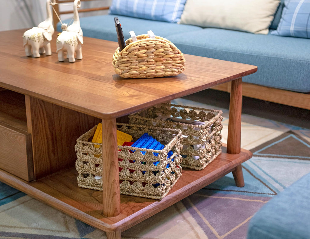 Wicker Storage Baskets, Seagrass Baskets for Counter Organizing, Handwoven Rectangular Baskets for Shelves, 11 x 7.5