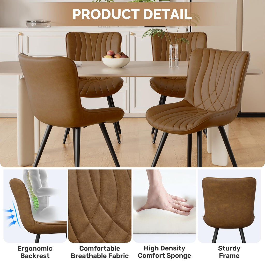 Modern Dining Chair, PU Leather Dining Room Chairs Set of 2