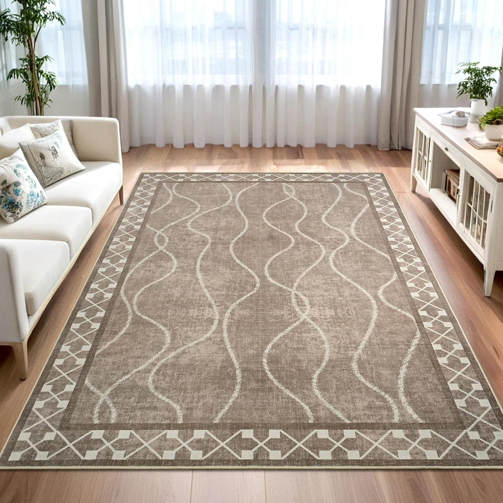 4x6 Washable Modern Area Rug, Low Pile Non-Slip Carpet for Entryway Office Bedroom
