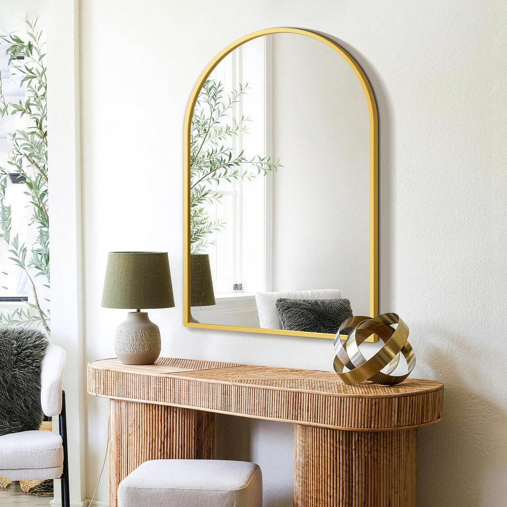 24" x 36" Arched Bathroom Vanity Mirror for Over Sink, Gold
