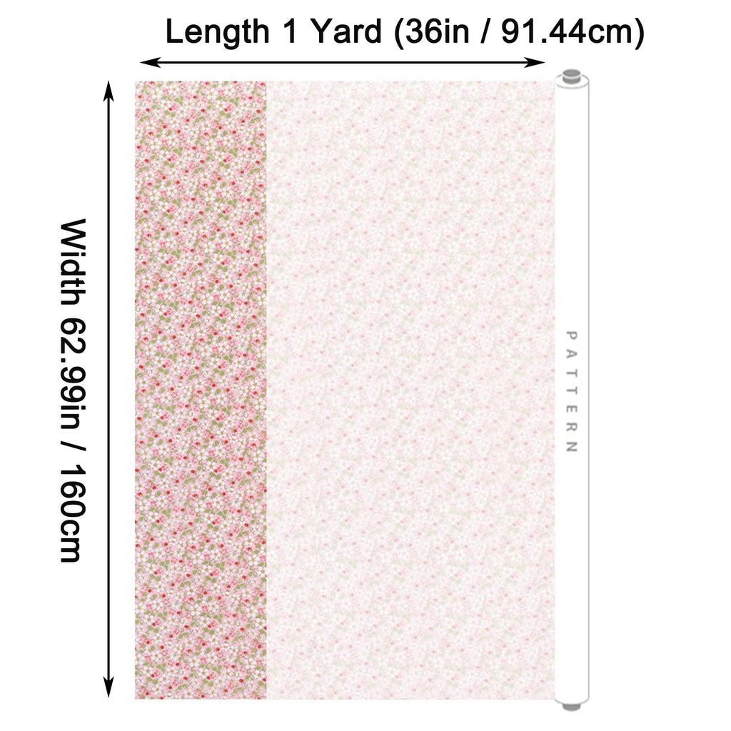 Strawberry & Floral Print Cotton Fabric Cut by The Yard for Quilting, Sewing, Bags, Crafts, Baby Dress, Holiday Party