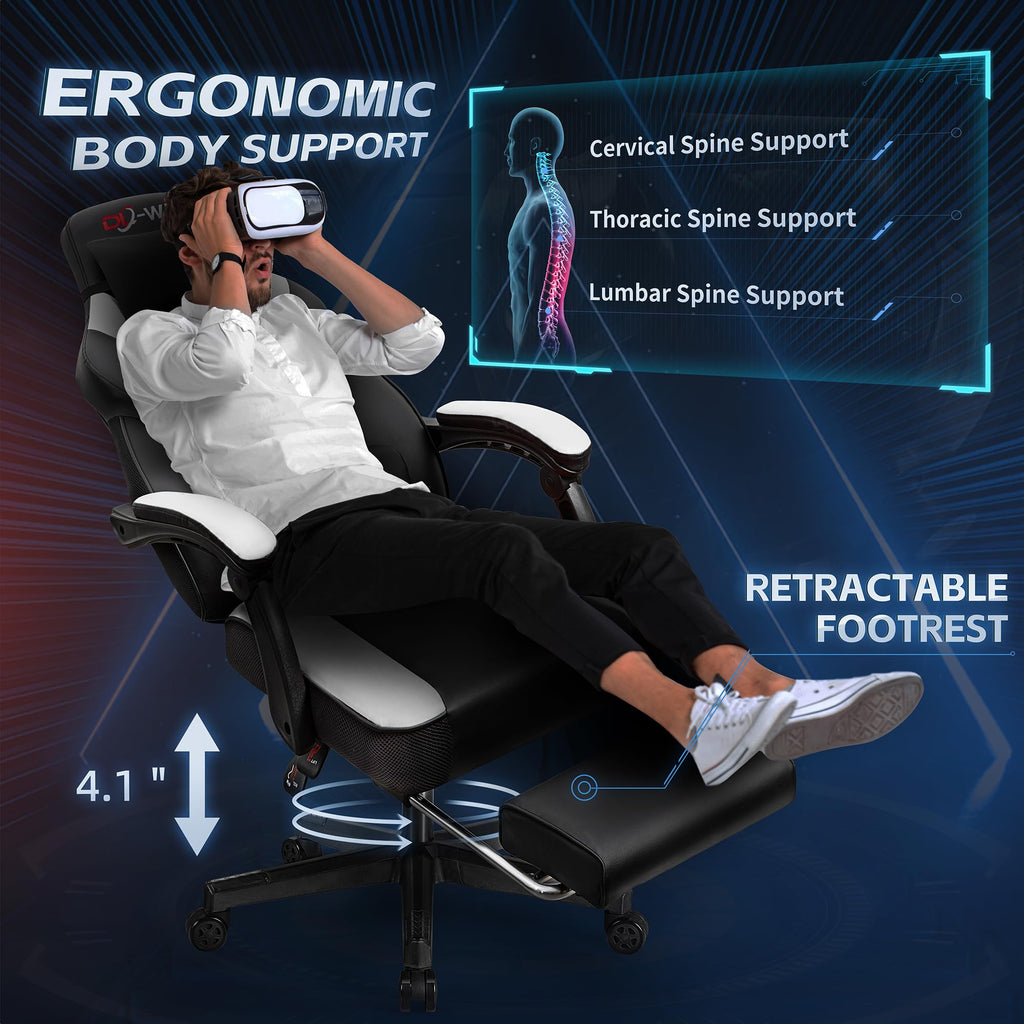 Video Gaming Chair for Adults, Computer Chair with Footrest and Ergonomic High Back, Big and Tall Gamer Chair with