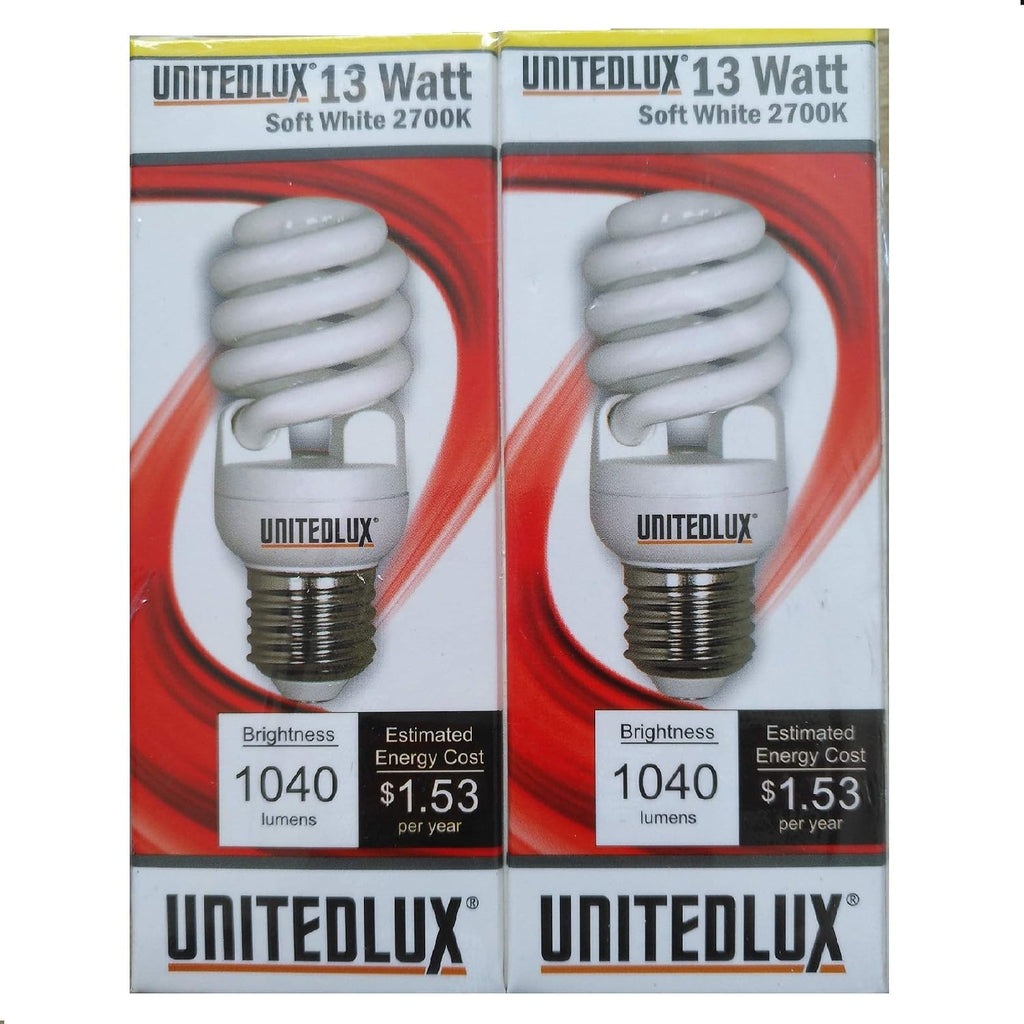 13 Watt (60 Watt) Compact Fluorescent Light, Soft White 2700K, 1040LM, Spiral Medium Base CFL Light Bulbs (4 Pack)