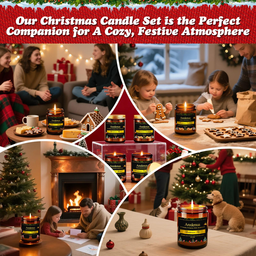 Christmas Candles Set, 4 Pack Holiday Candle Scented, 28 oz