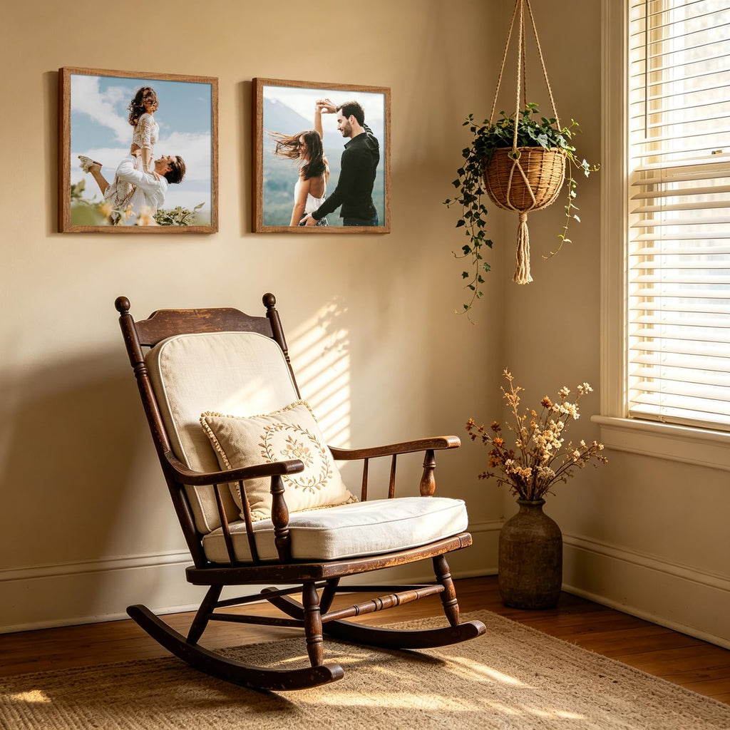16x16 Picture Frames 4 Pack Teak Solid Wood Square Frames