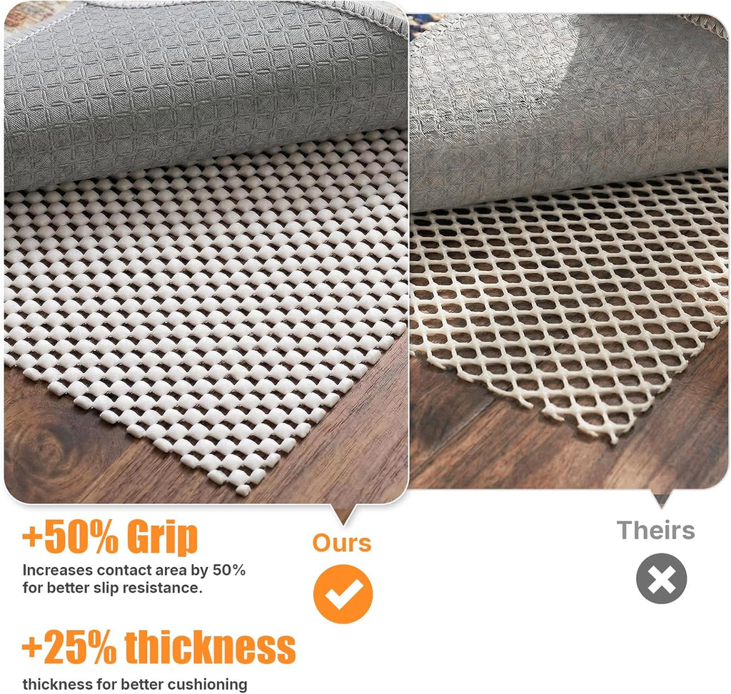 Non-Slip Rug Pad 5x8 Ft - 5'x8' PVC Anti-Slip Carpet Gripper Mat, 5 by 8 Feet Non Slip Pad for Area Rugs, Under Rug - Set of 40