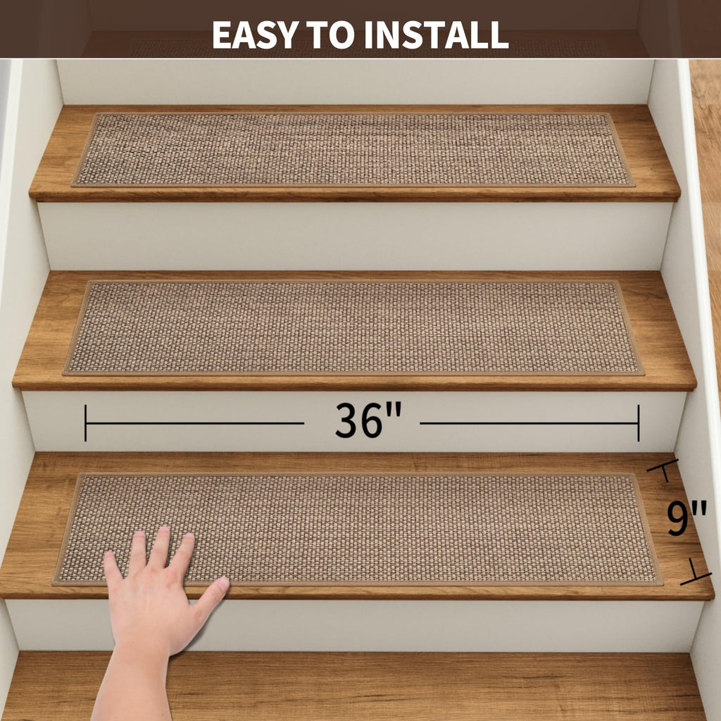 Linen Stair Treads for Wooden Steps Indoor 36x9 Inch, 15 Pcs