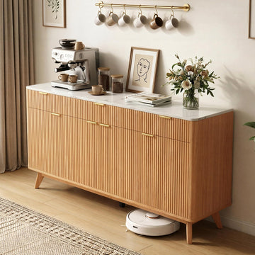 67" Large Sideboard Buffet Cabinet with Storages, Natural Oak