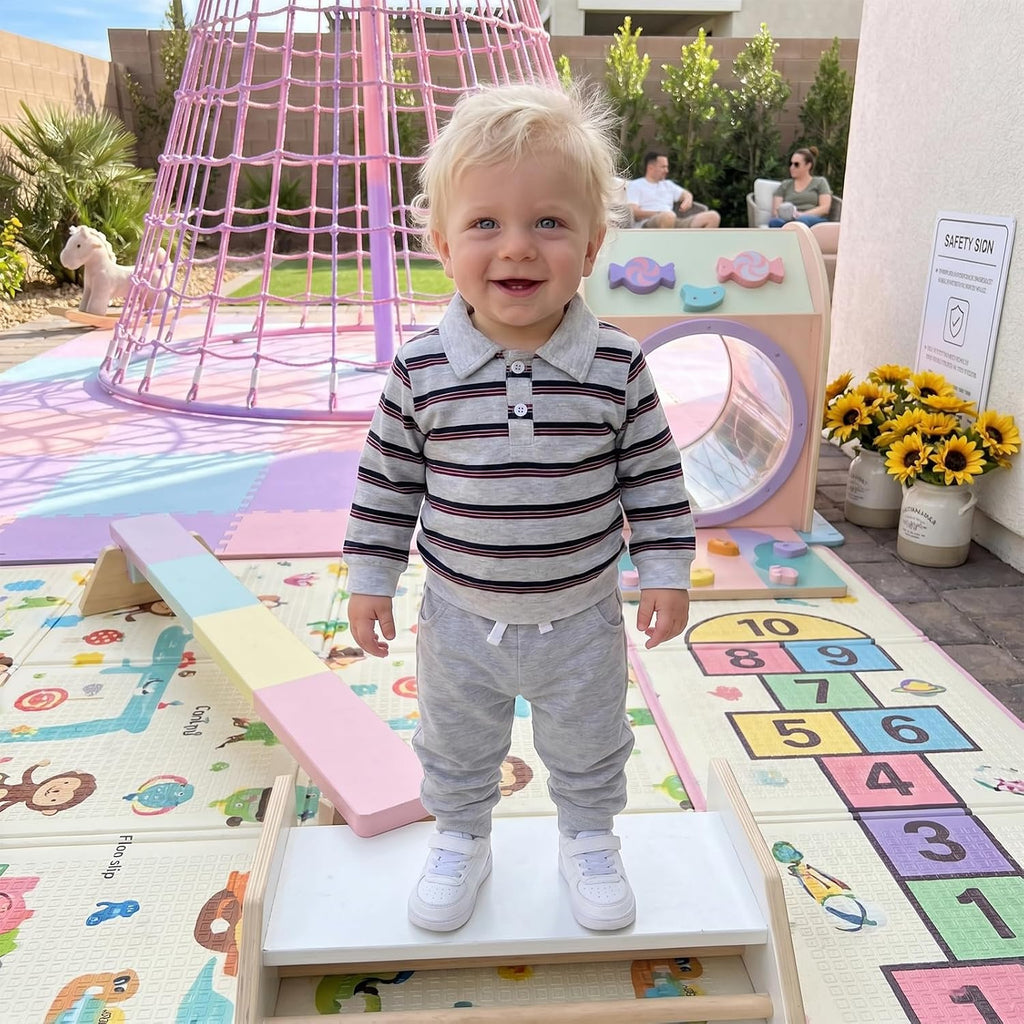 Toddler Baby Boy Fall Winter Clothes Striped Long Sleeve Sweatshirt Pullover Tops + Joggers Pants Outfit Set