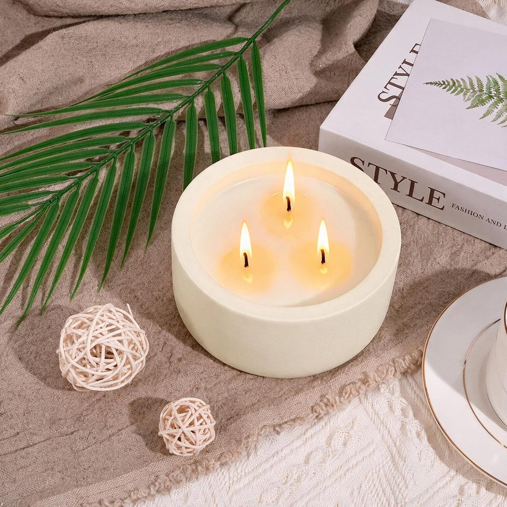20oz Large Scented Candle - Vanilla Dreamscape, 3 Wick Non Toxic Soy Candle, Ivory White Ceramic Jar, Luxury Home