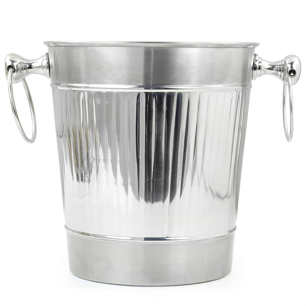 Vertical Striped Nickel Plated Majestic Wine & Ice Bucket with Steel Bucket Stand | Wine Chiller On Stand Kitchenware