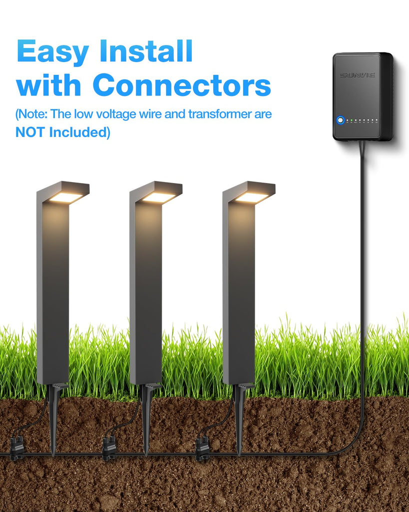 5W 3000K LED Low Voltage Landscape Pathway Lights Black, 12 Pack