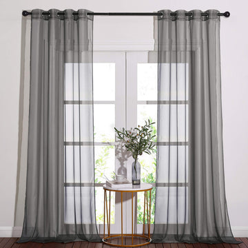 Sheer Curtains 120" Extra Long Voile Texture, Grommet Top Soft Voile Texture Window Draperies Lightweight & Airy