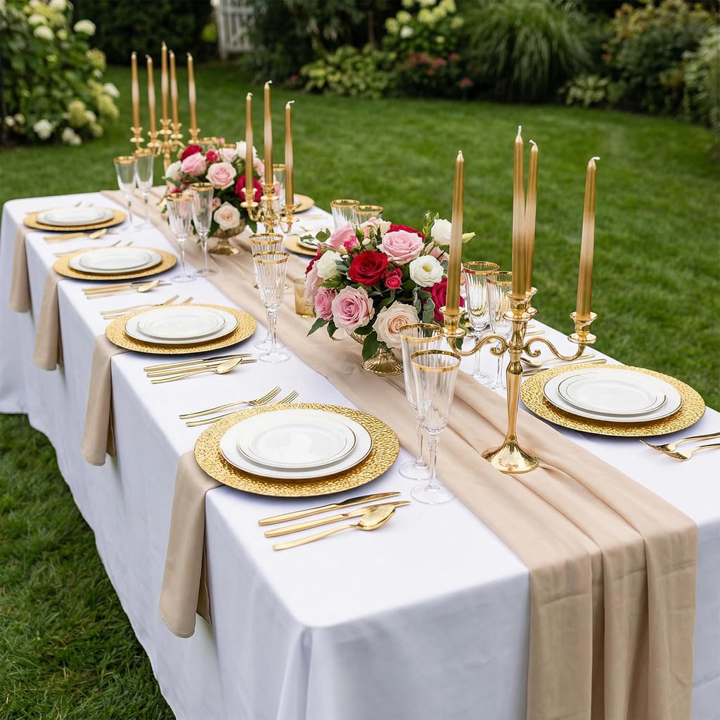 Gold Charger Plates, 13" Round Plastic Serving Chargers, Decorative Dinner Plate Chargers Bulk, Antique Table - Set of 12