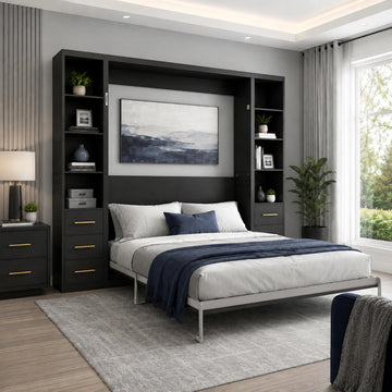 Queen Murphy Bed with Storage, Integrated Desk, Side Cabinets and Drawers