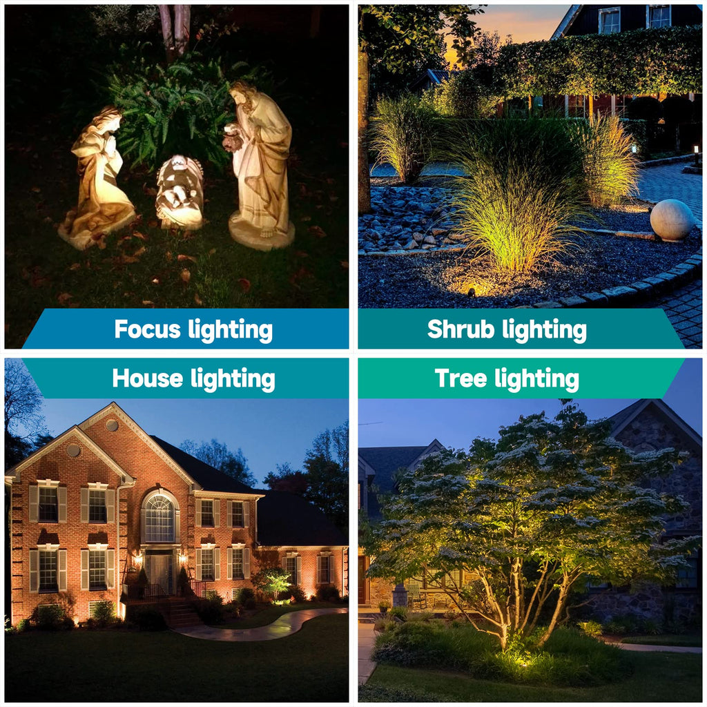Solid Brass Landscape Lighting-12 Pack, Commercial Grade 12V Low Voltage Landscape Spotlights, LED Spot Lights