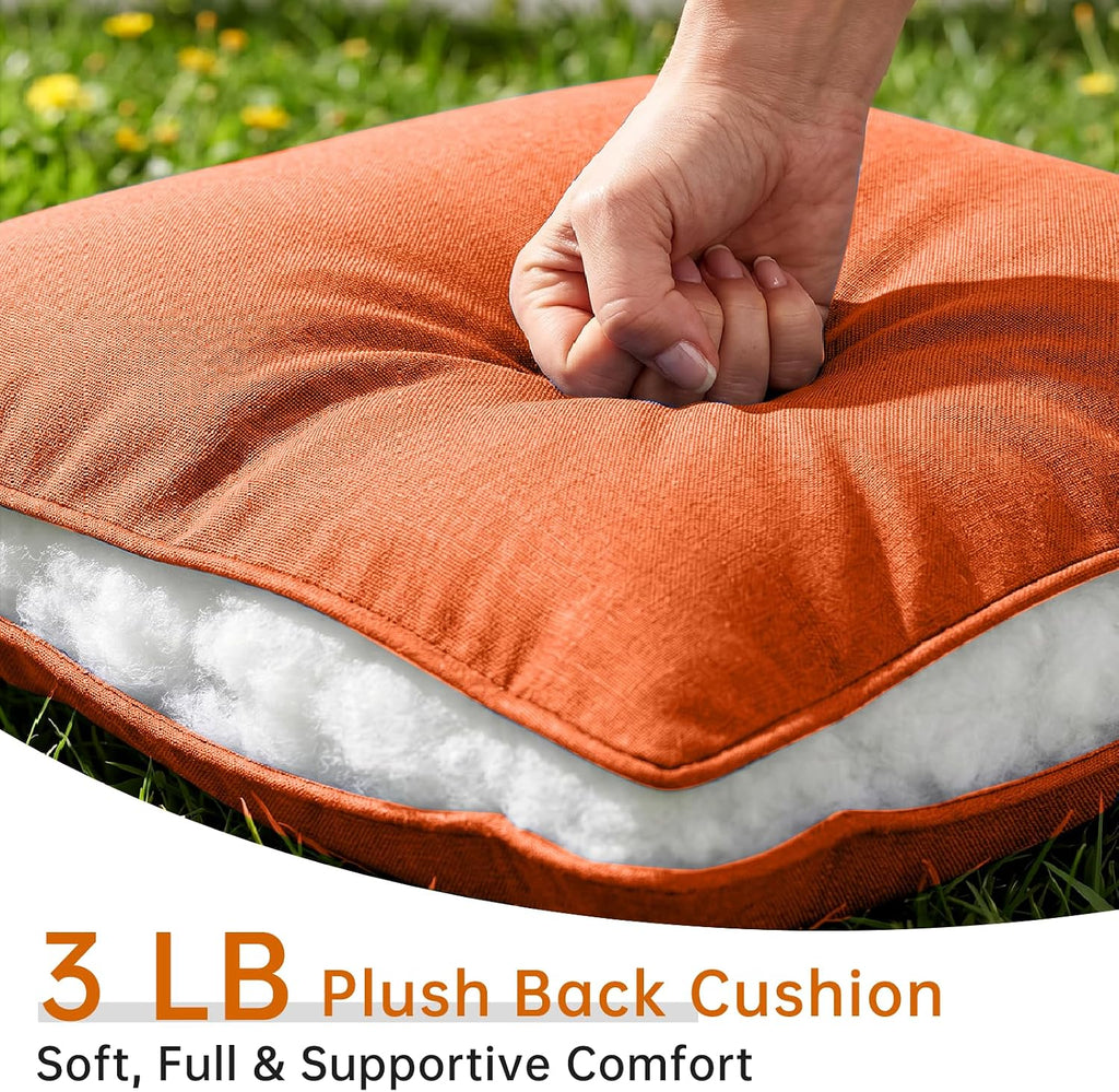 Luxury Outdoor Seat Cushion Set-22 x 24 x 6 Inch Outdoor Chair Cushions with Water Resistant & Removable Cover