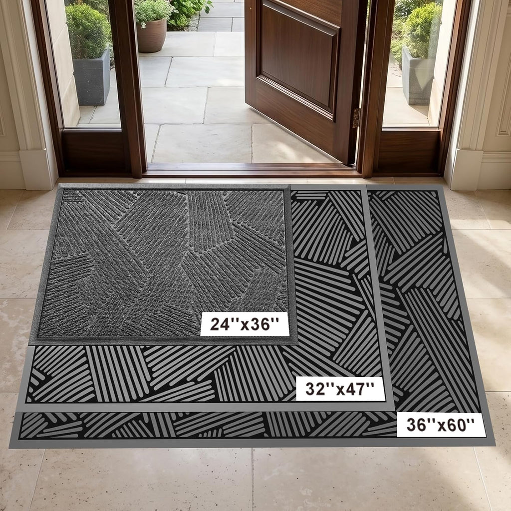 Heavy Duty Indoor Door Mat 24x36, Premium Geometric Entrance Mat with Non-Slip Rubber Backing, Large Low-Profile