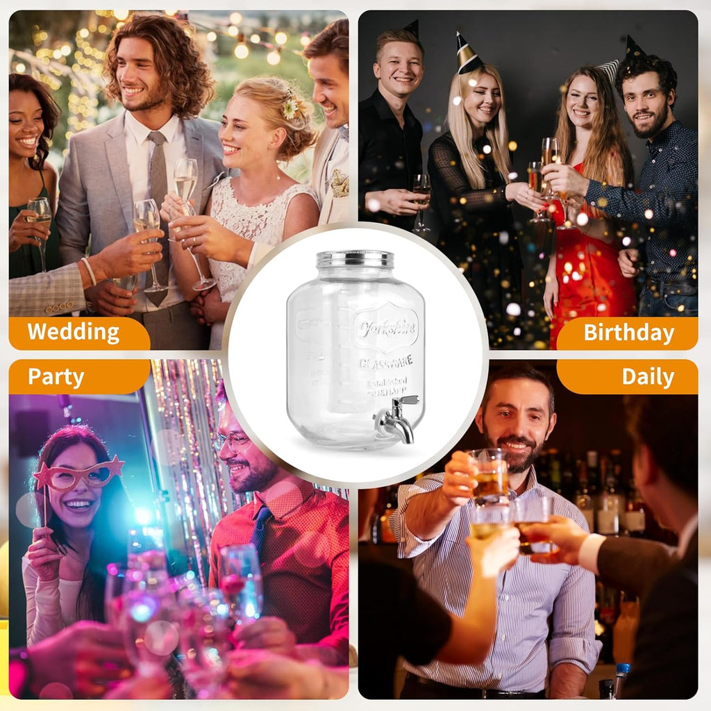 With Stainless Steel Spigot,1.2 Gallon Mason Jar Drink Dispenser,Sun Tea,Lemonade & Juice Dispenser for Parties