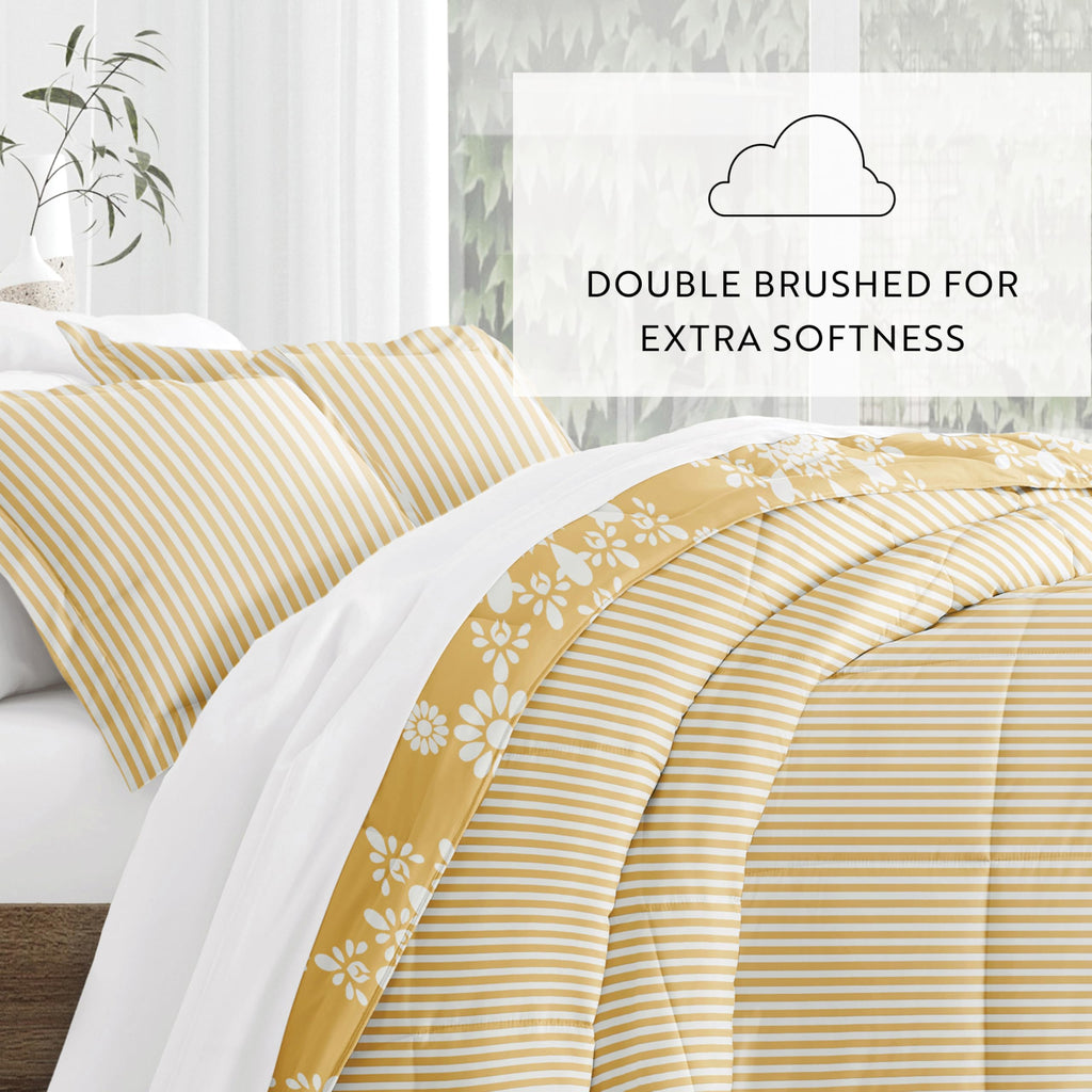 Comforter Set Patterned Microfiber All Season Down-Alternative Ultra Soft Bedding in Daisy Medallion - Full/Queen