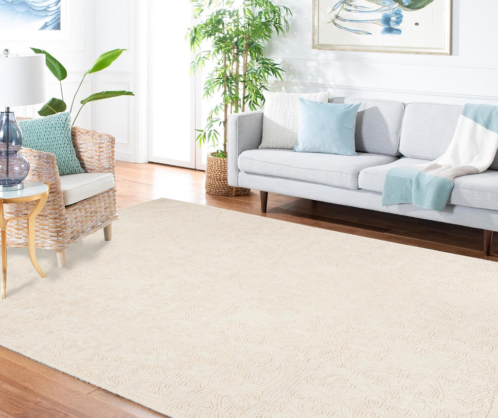 X Area Rug - 9' x 12', Ivory, Handmade Wool