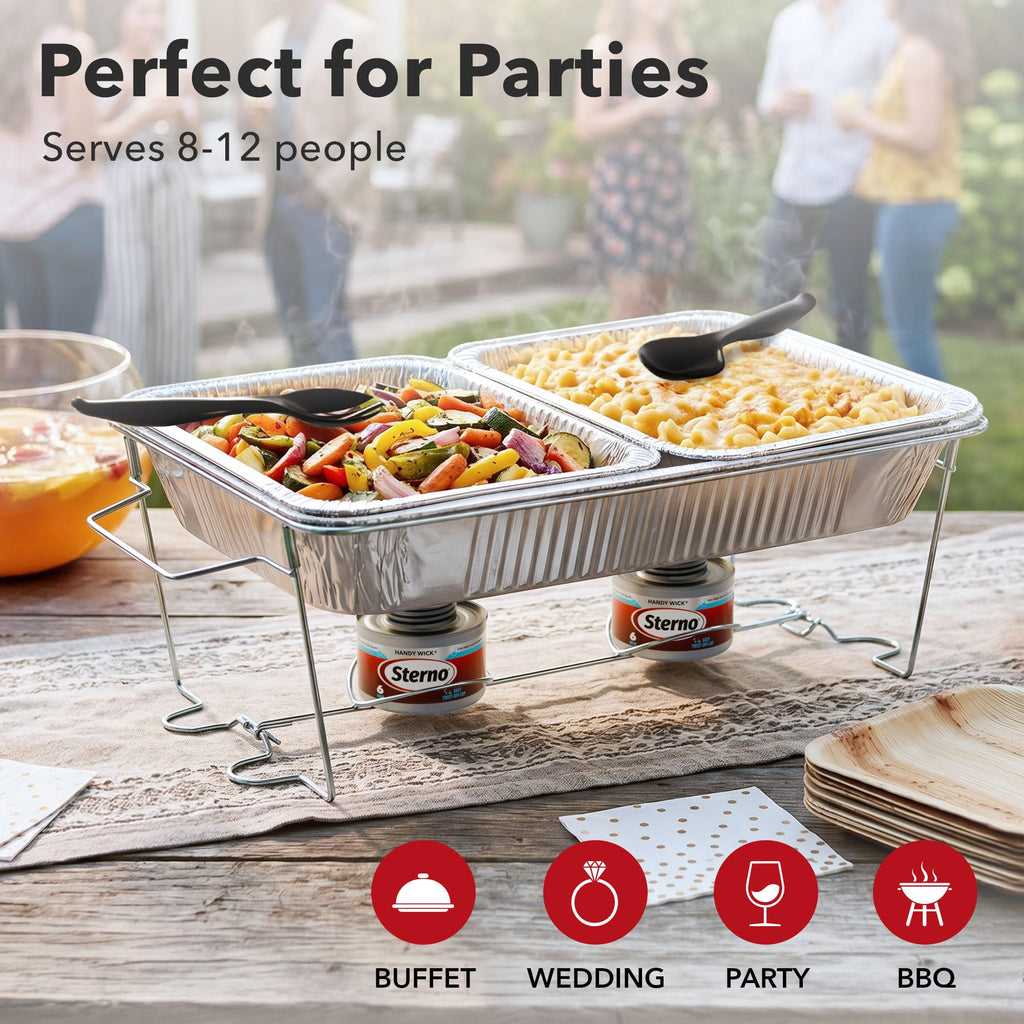 Disposable Chafing Dish Buffet Set With 6-Hour Fuel, 10 Piece