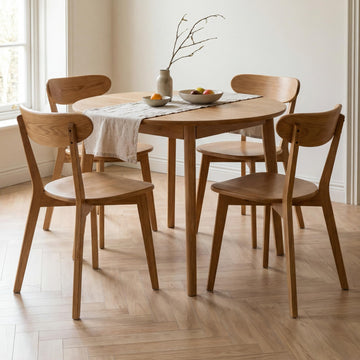 Solid Wood Dining Chairs Set of 4, Curved Back Wooden Dining Room Chairs, Armless Kitchen Chairs, Oak Side Chairs