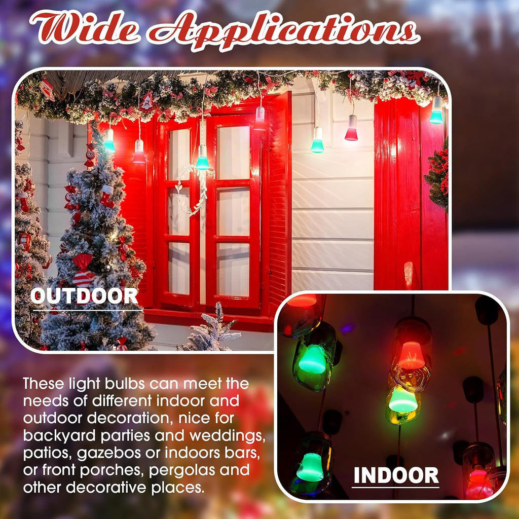 50 Pcs S14 LED Light Bulbs 2W E26 Outdoor Replacement,Red, Green