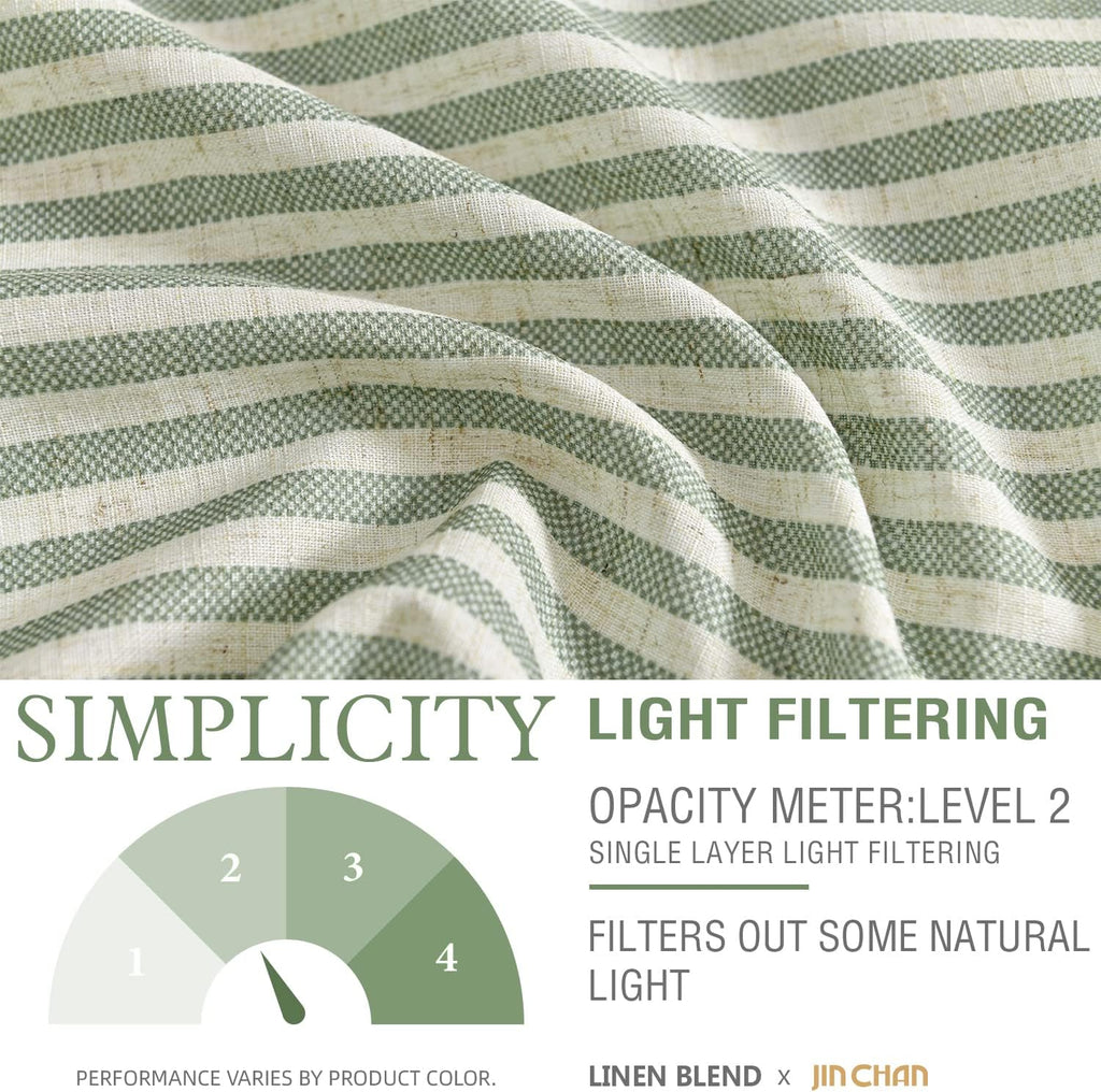 Valance Curtain Linen Textured Striped Window Curtain for Living Room Light Filtering Farmhouse Valance for Kitchen