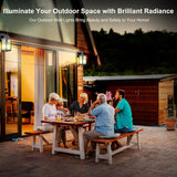 Outdoor Wall Lights for House Exterior - IP65 Waterproof Porch Lights with Textured Glass & Matte Black Metal